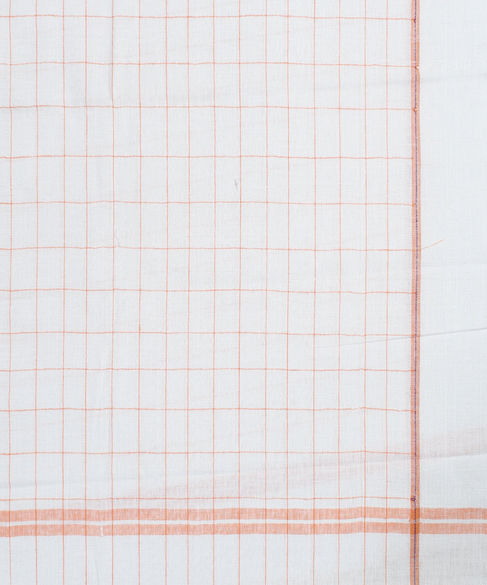 White with Orange Check Handloom Cotton Towel