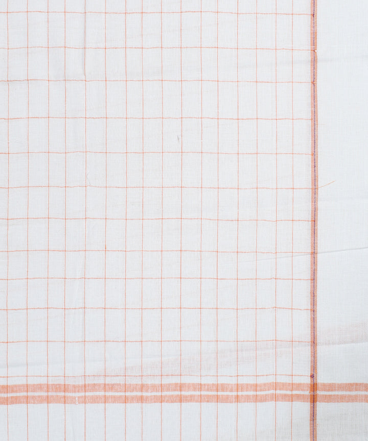 White with Orange Check Handloom Cotton Towel