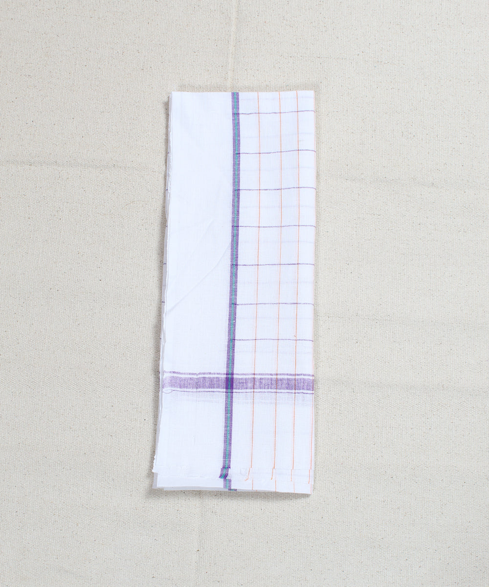 Handloom Multicolor Checks White Cotton Towel