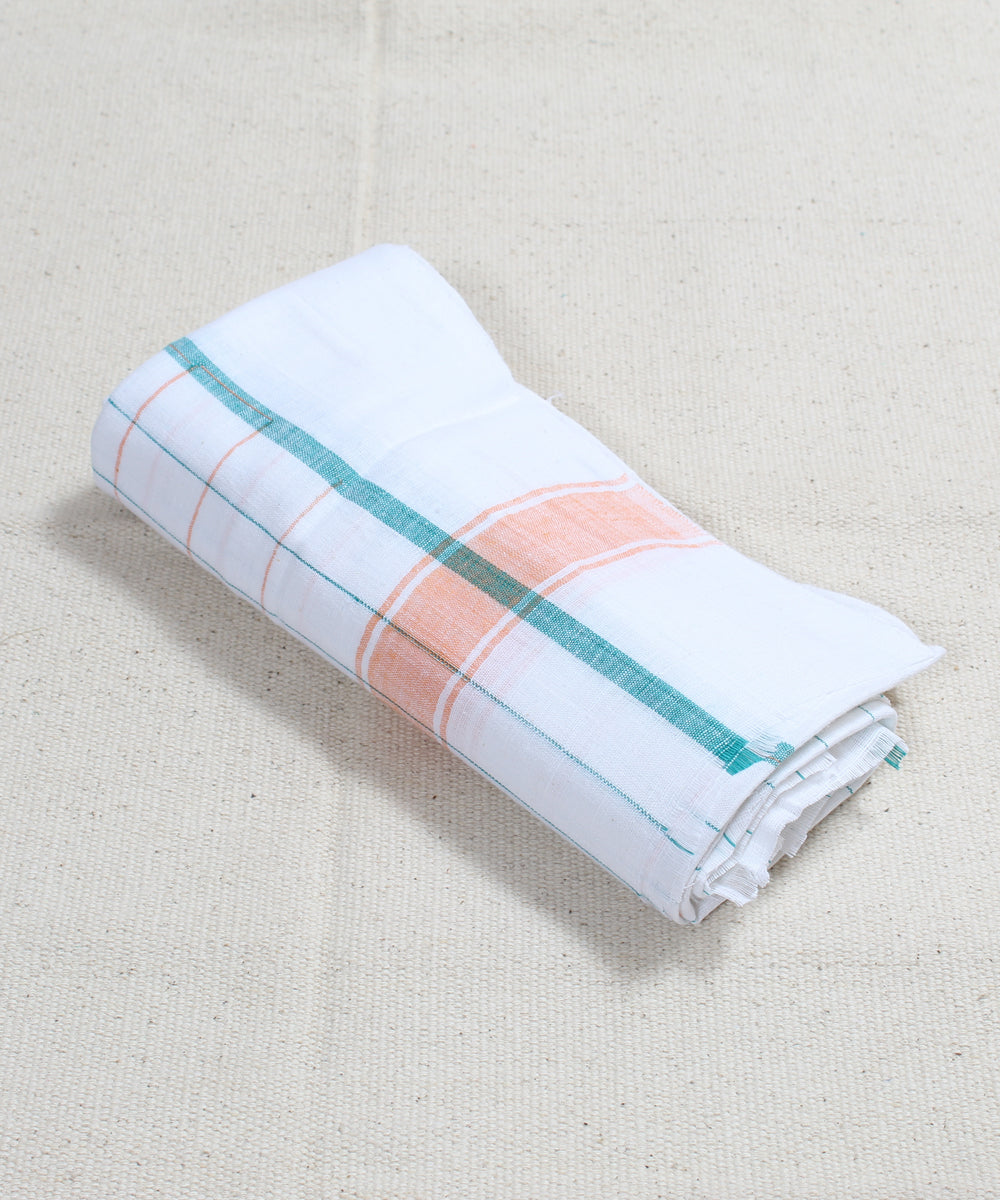 Handloom White Multicolor Checks Cotton Towel
