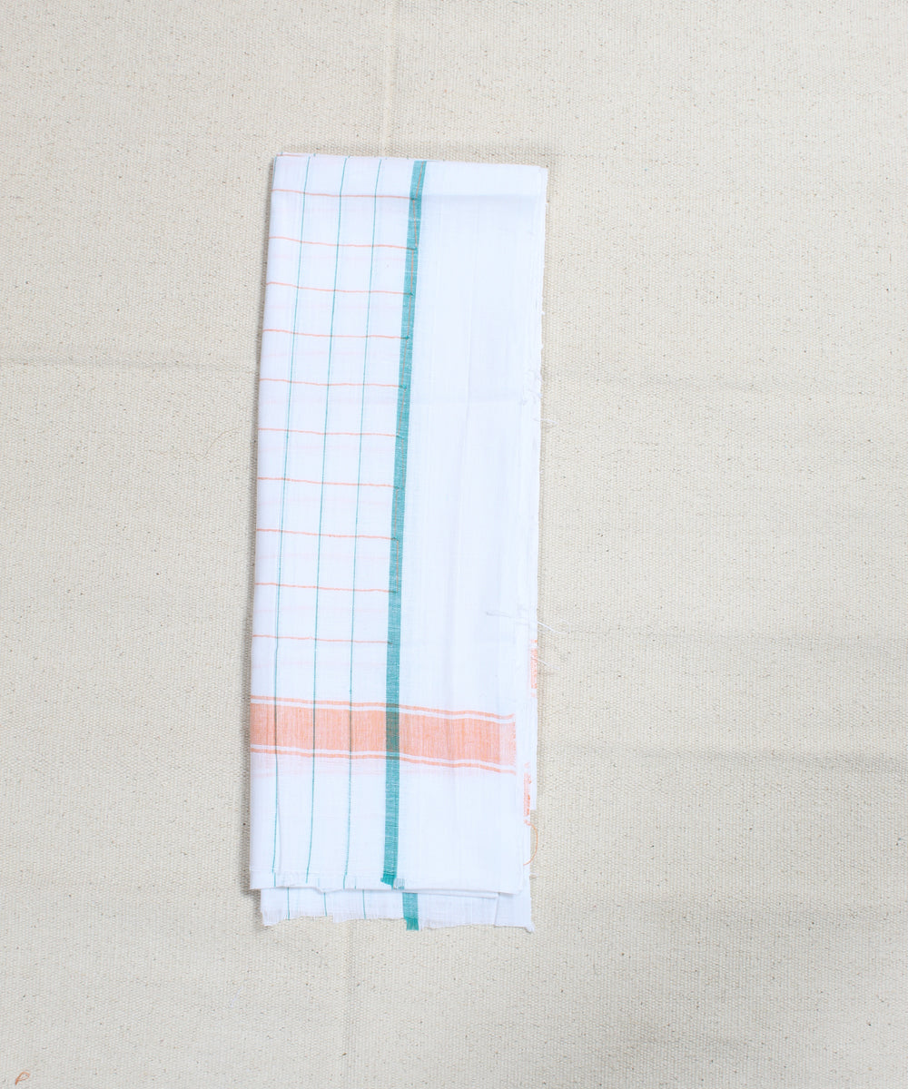 Handloom White Multicolor Checks Cotton Towel