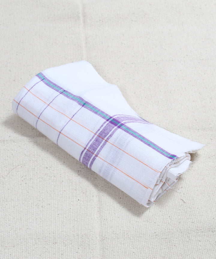 Handloom Multicolor Checks Cotton White Towel