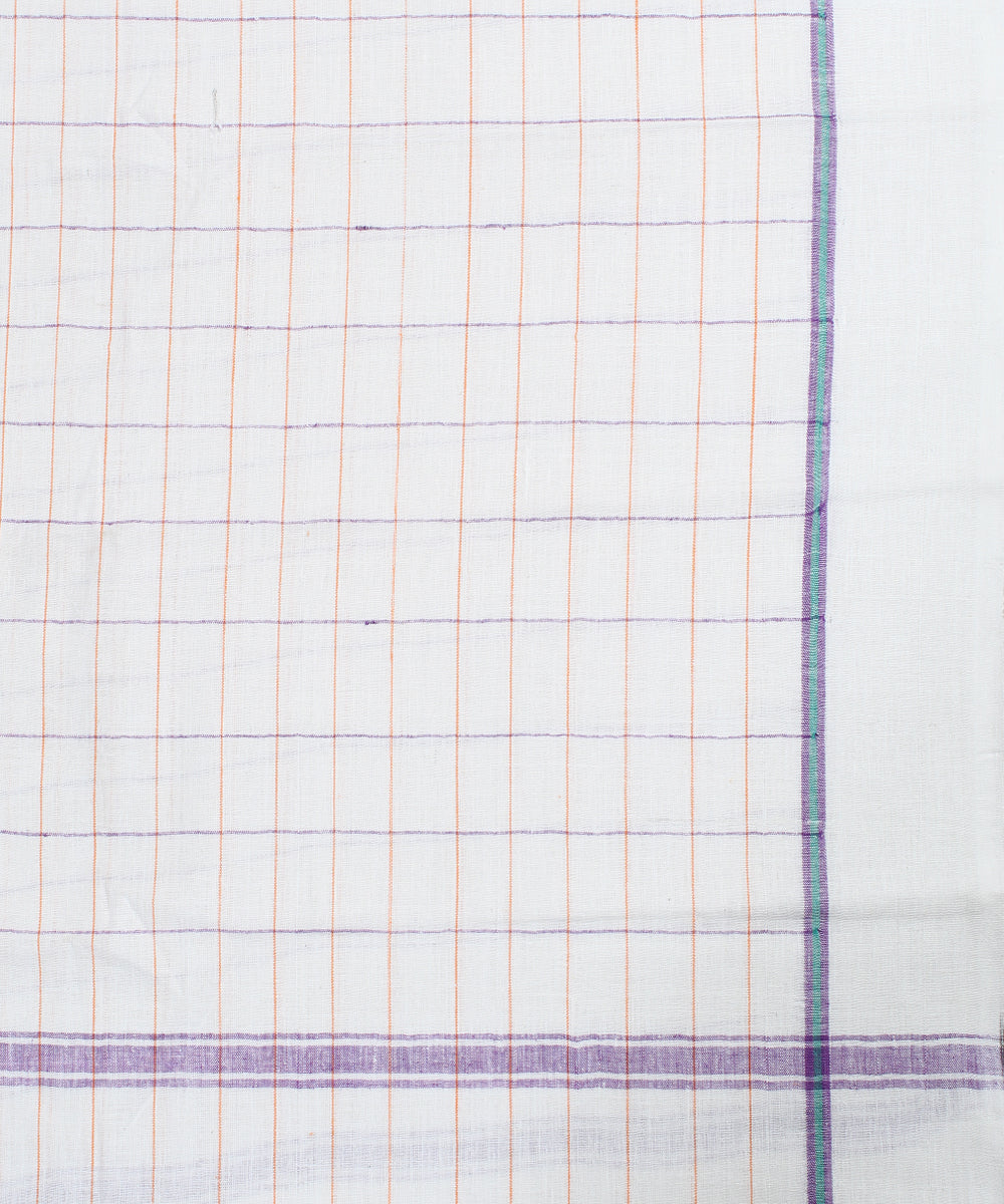 Handloom Multicolor Checks Cotton White Towel