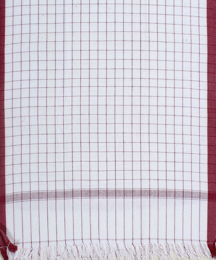 White with Maroon Check Handloom Cotton Towel