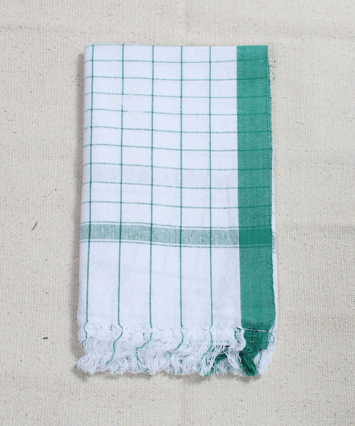 White with Green Checks Handloom Cotton Towel