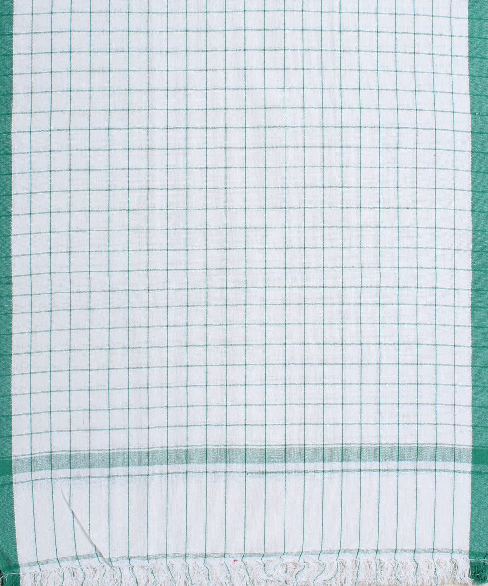White with Green Checks Handloom Cotton Towel