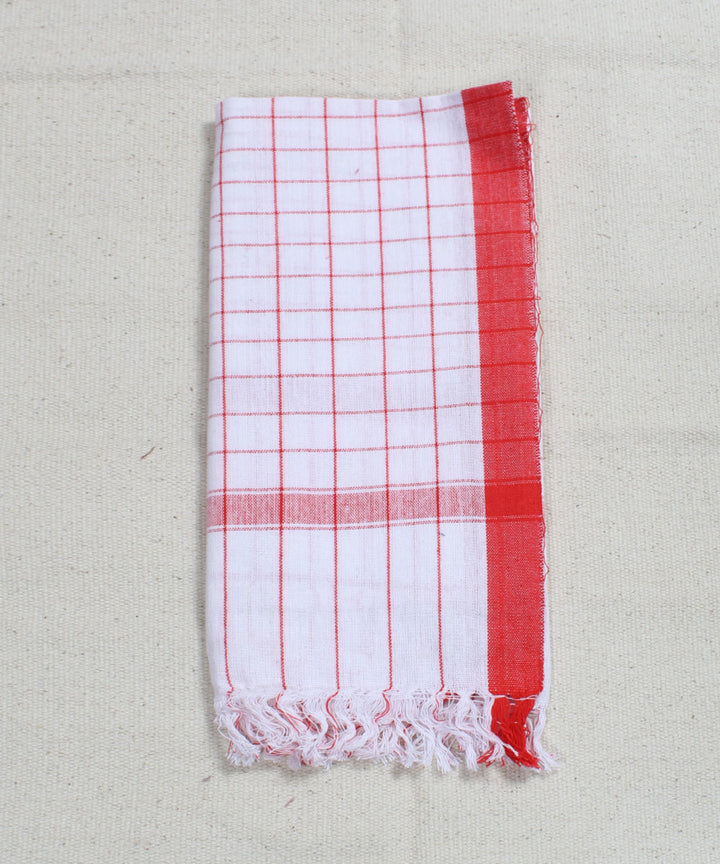 White with Red Checks Handwoven Cotton Towel