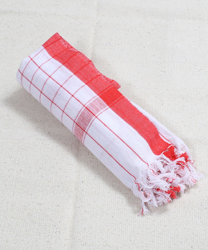 White with Red Checks Handwoven Cotton Towel