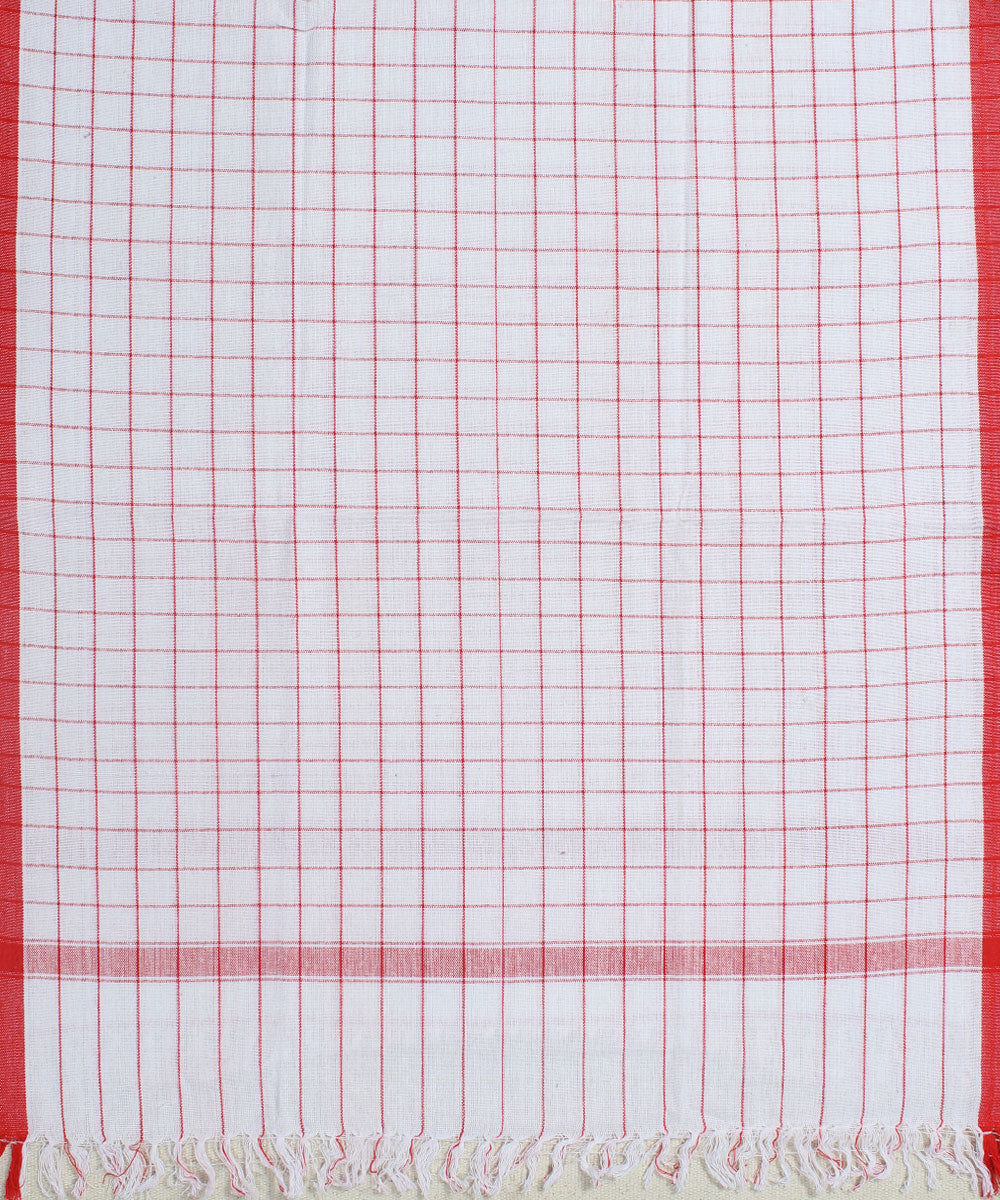 White with Red Checks Handwoven Cotton Towel