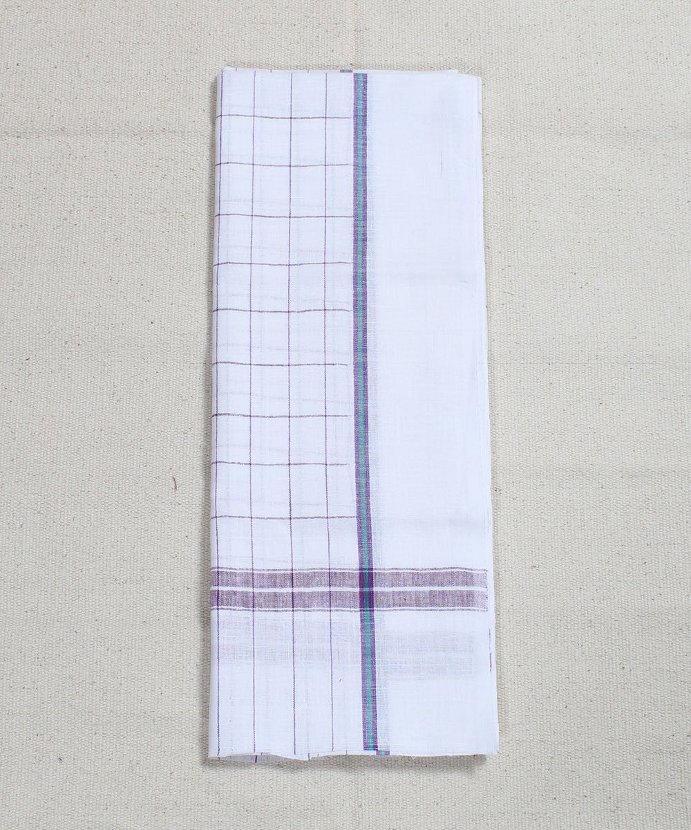 White Checks Handwoven Cotton Towel