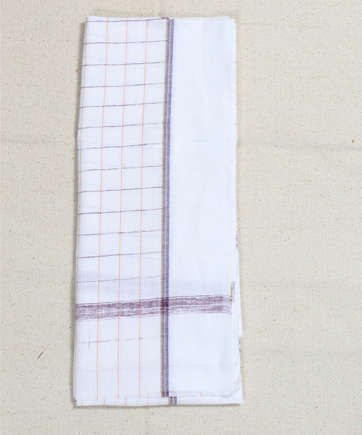 White with Brown Checks Handloom Cotton Towel