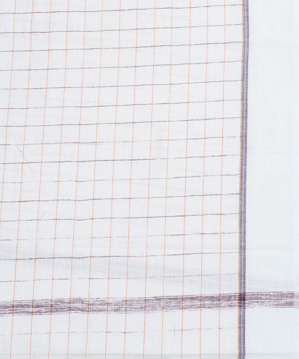 White with Brown Checks Handloom Cotton Towel