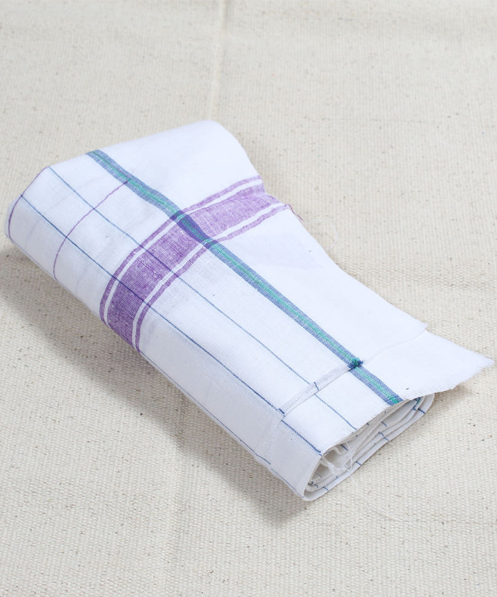 White with Purple Check Handloom Cotton Towel