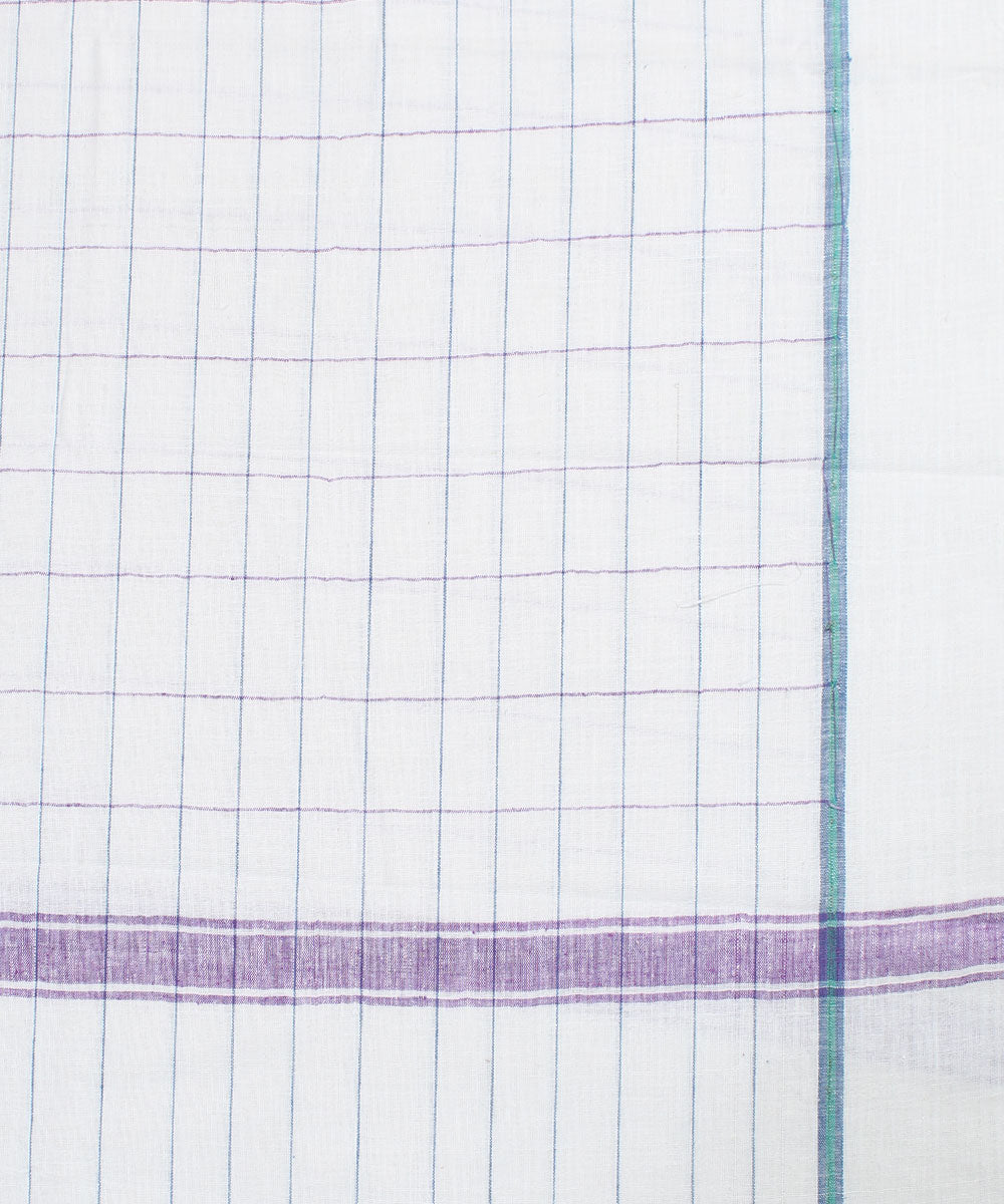 White with Purple Check Handloom Cotton Towel