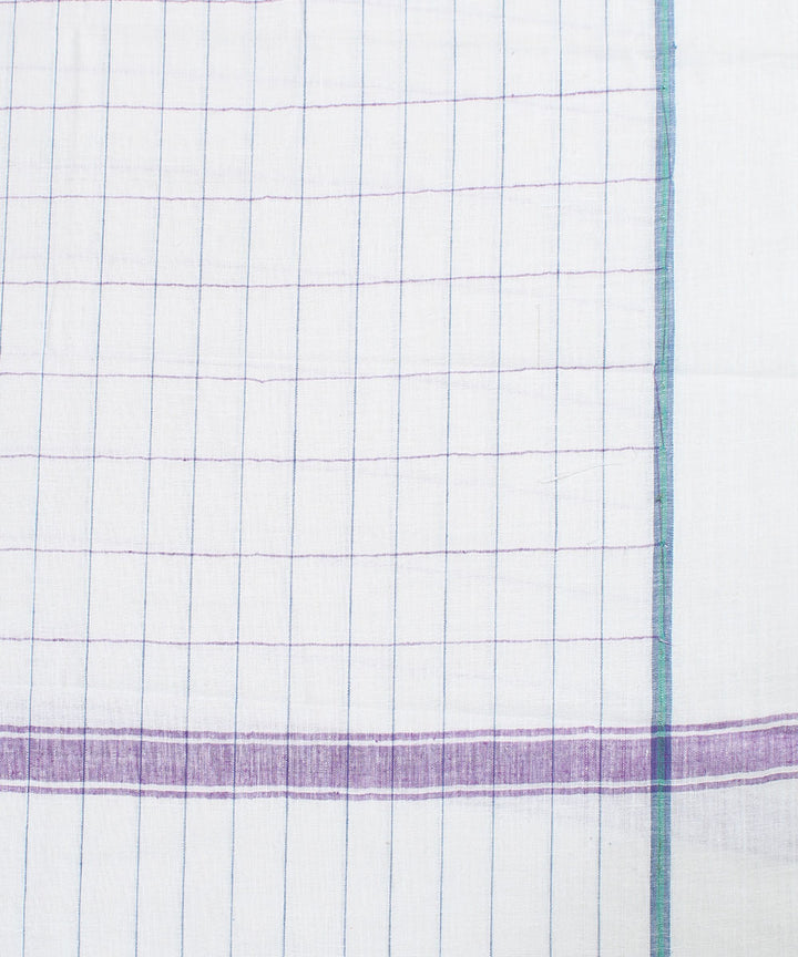 White with Purple Check Handloom Cotton Towel