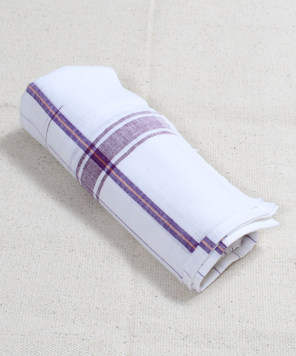 White with Wine Checks Handwoven Cotton Towel