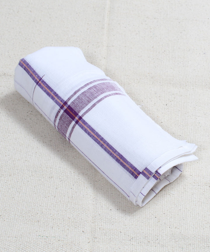 White with Wine Checks Handwoven Cotton Towel