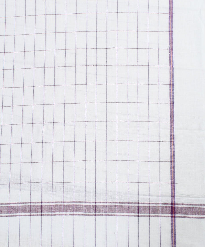 White with Wine Checks Handwoven Cotton Towel
