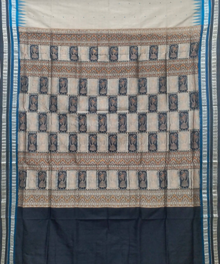 Grey handwoven bomkai silk saree