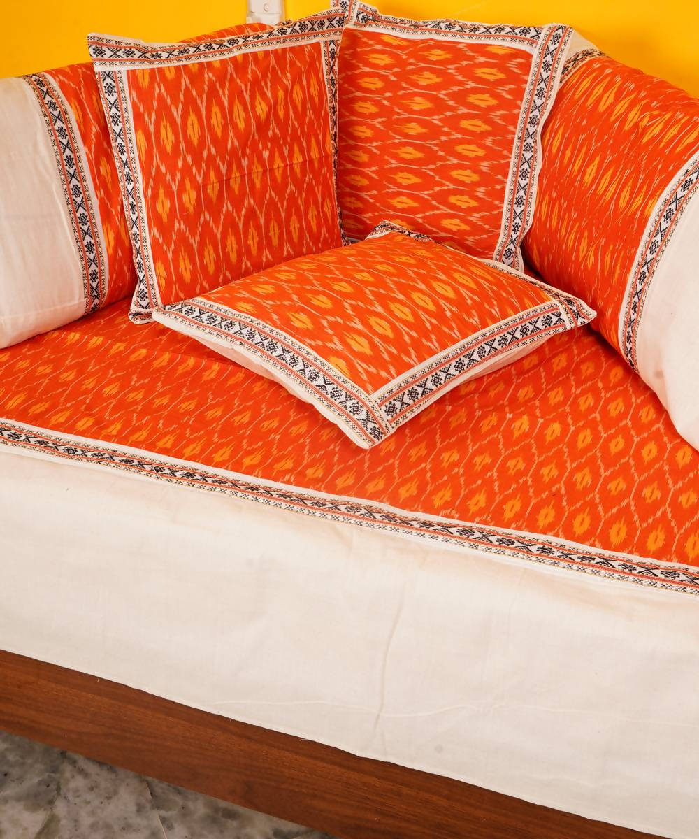 Orange Handloom Pochampally Diwan Set