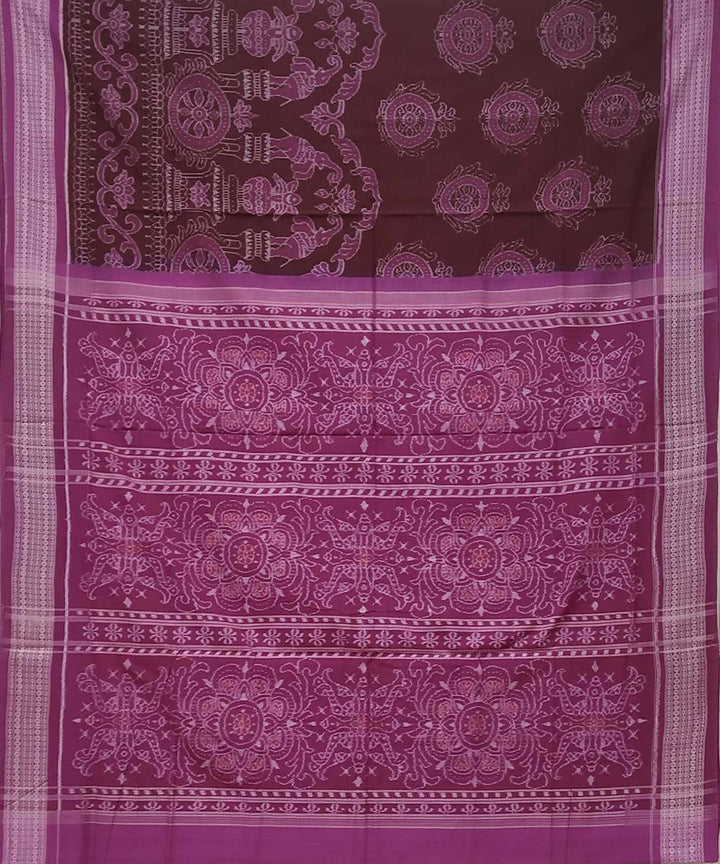 Burgundy handwoven cotton ikat sambalpuri saree