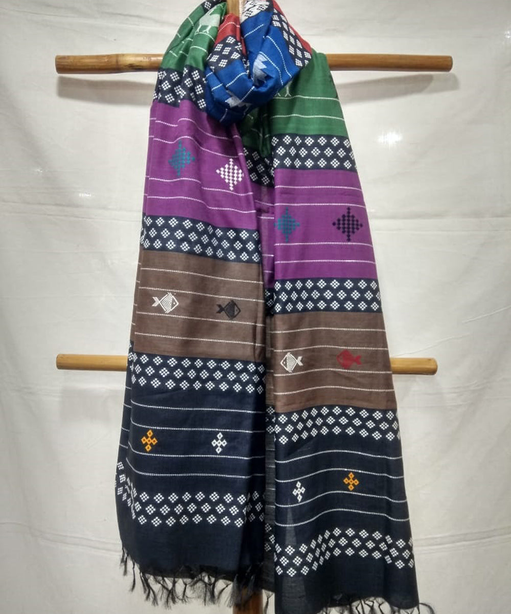 Multi color handwoven tussar silk stole