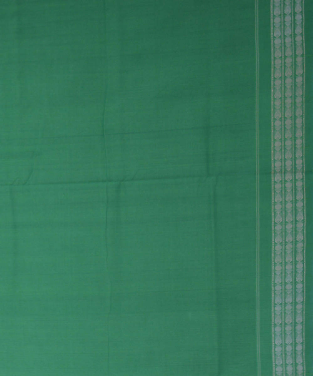 Blue green handwoven cotton ikat sambalpuri saree