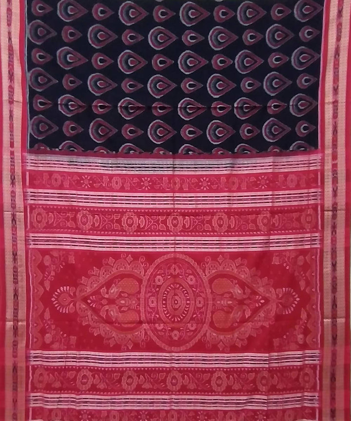 Black red cotton handloom sambalpuri saree