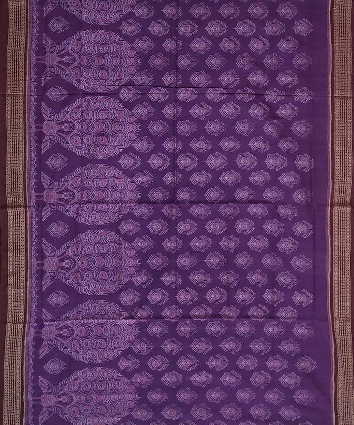 Byzantium mahogany handwoven cotton ikat sambalpuri saree