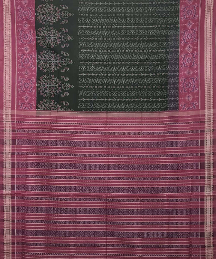 Brunswick green pink handwoven cotton ikat sambalpuri saree