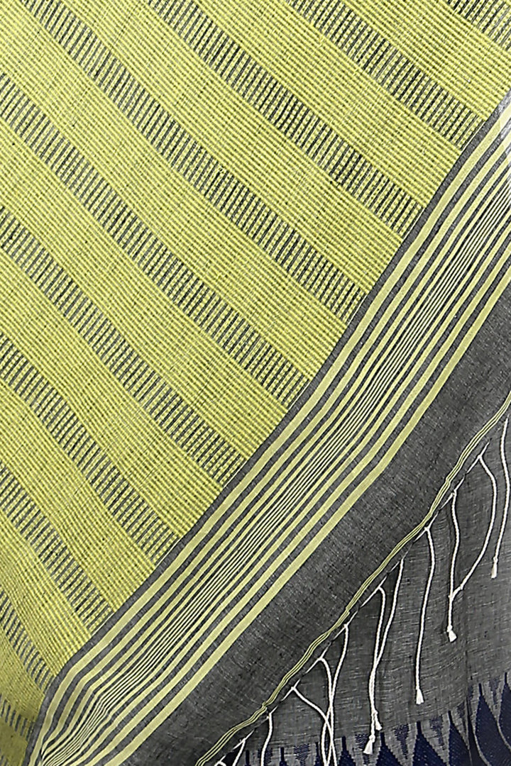 Handloom bengal black and grey cotton saree