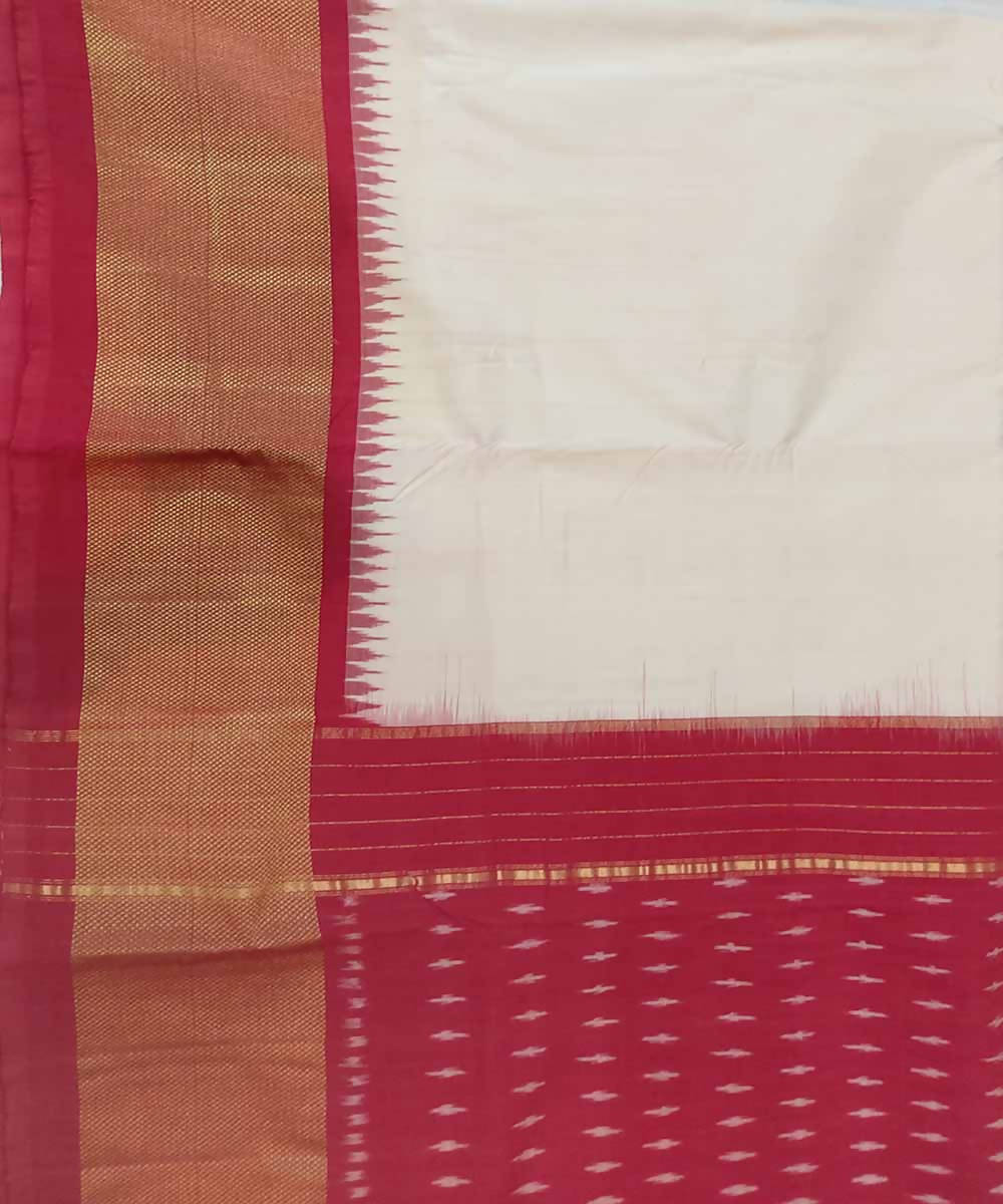 Mist white handloom cotton ikat pochampally saree