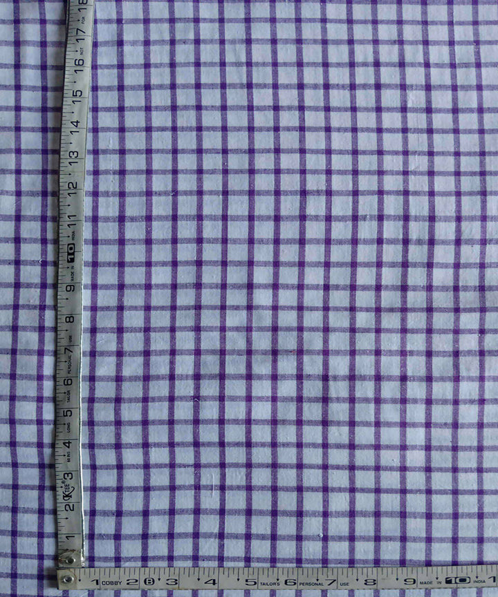 2.5m purple white checks handspun handwoven cotton kurta fabric