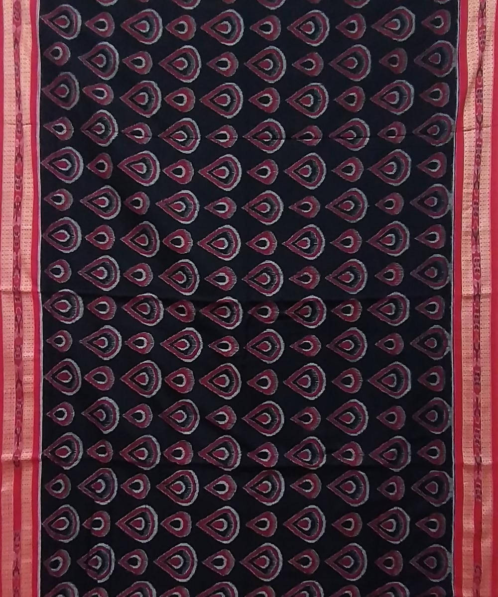 Black red cotton handloom sambalpuri saree