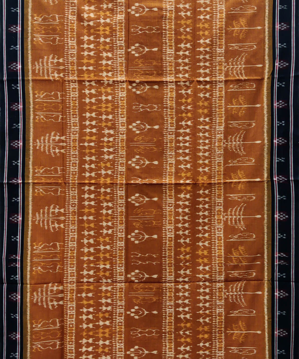 Alloy orange and black cotton handwoven nuapatna saree