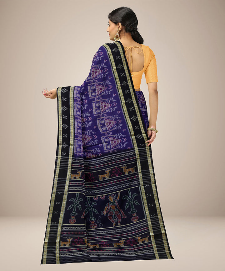 Duke blue pasapalli border cotton handwoven nuapatna saree