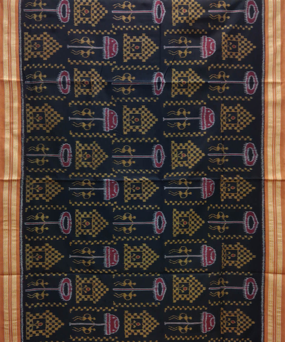 Black tribal body design cotton handwoven nuapatna saree