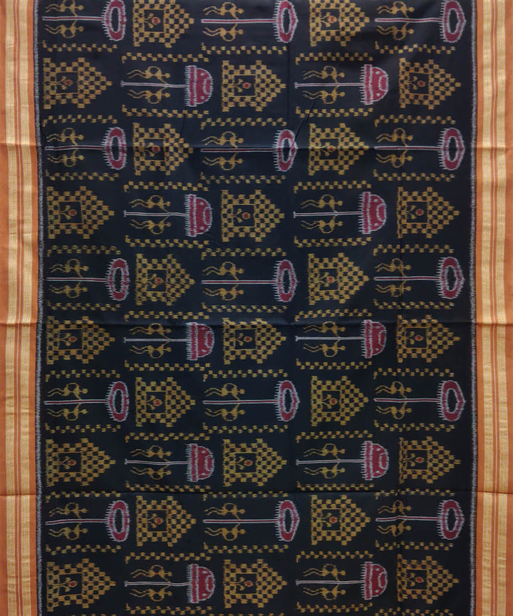 Black tribal body design cotton handwoven nuapatna saree