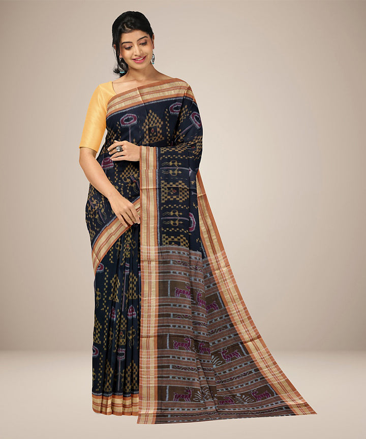 Black tribal body design cotton handwoven nuapatna saree