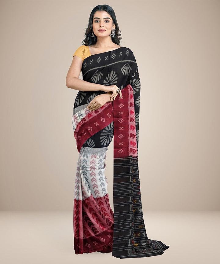 Flash white pasapalli border design cotton handwoven nuapatna saree