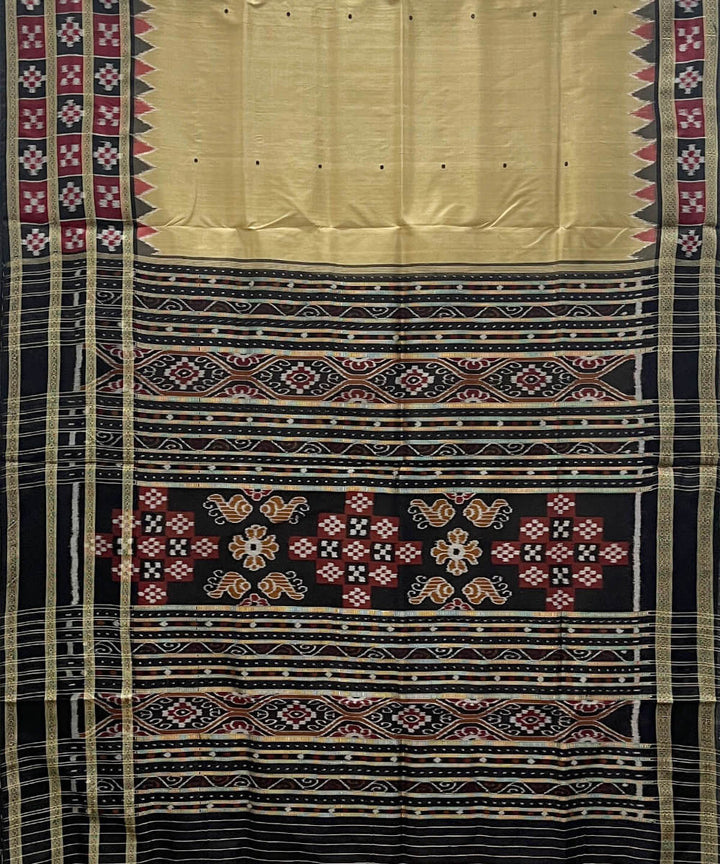 Camel brown pasapalli border cotton silk handwoven khandua saree