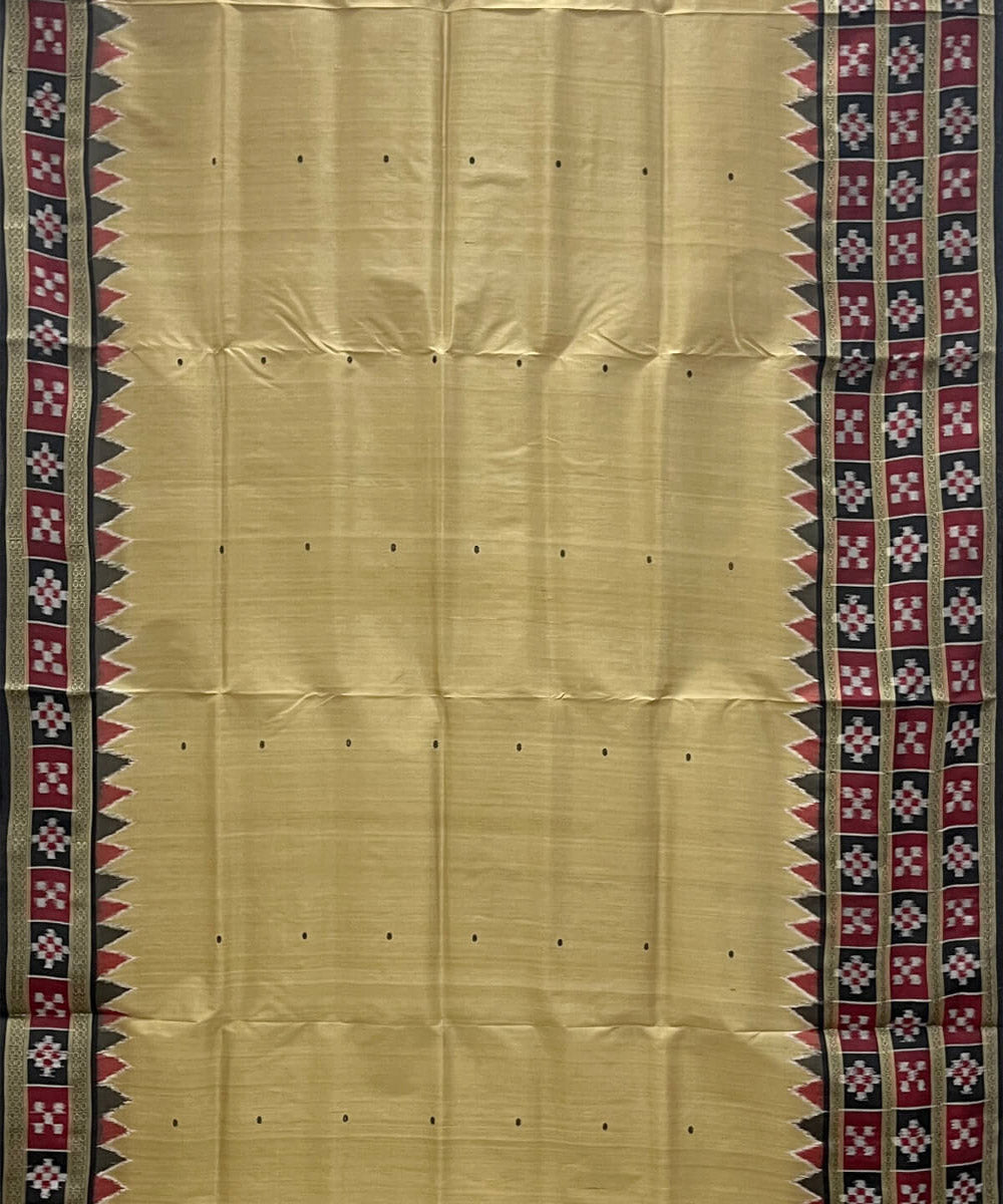 Camel brown pasapalli border cotton silk handwoven khandua saree