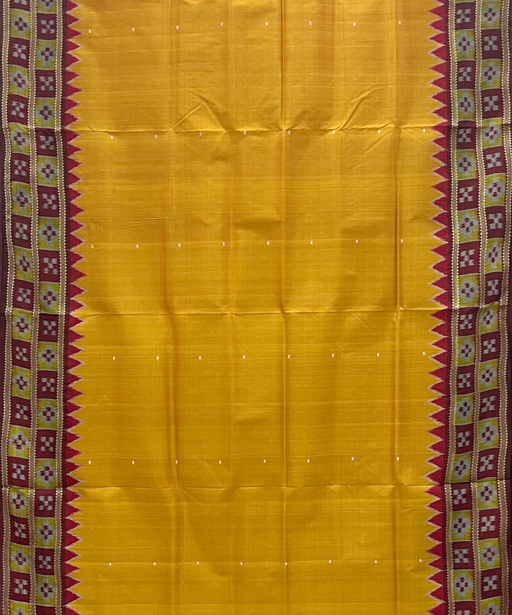 Cyber yellow pasapalli border cotton silk handwoven khandua saree