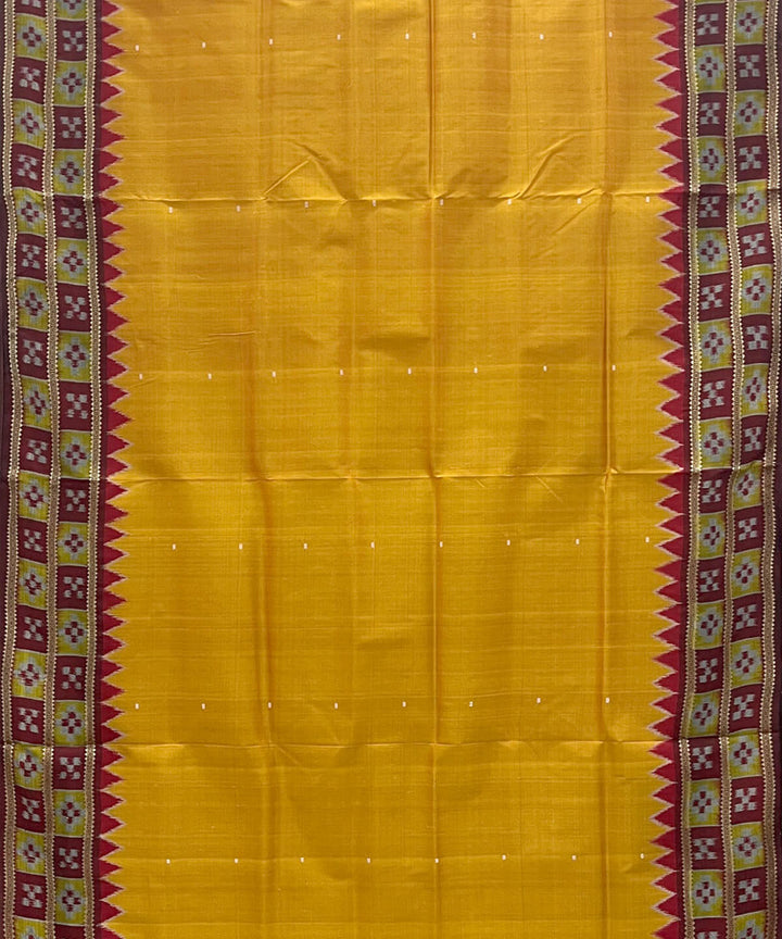 Cyber yellow pasapalli border cotton silk handwoven khandua saree