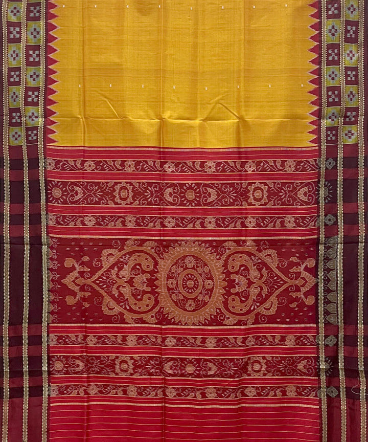 Cyber yellow pasapalli border cotton silk handwoven khandua saree