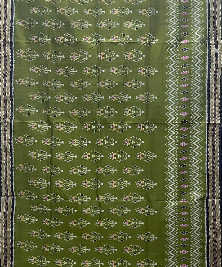 Dark moss green khandua cotton silk handwoven khandua saree