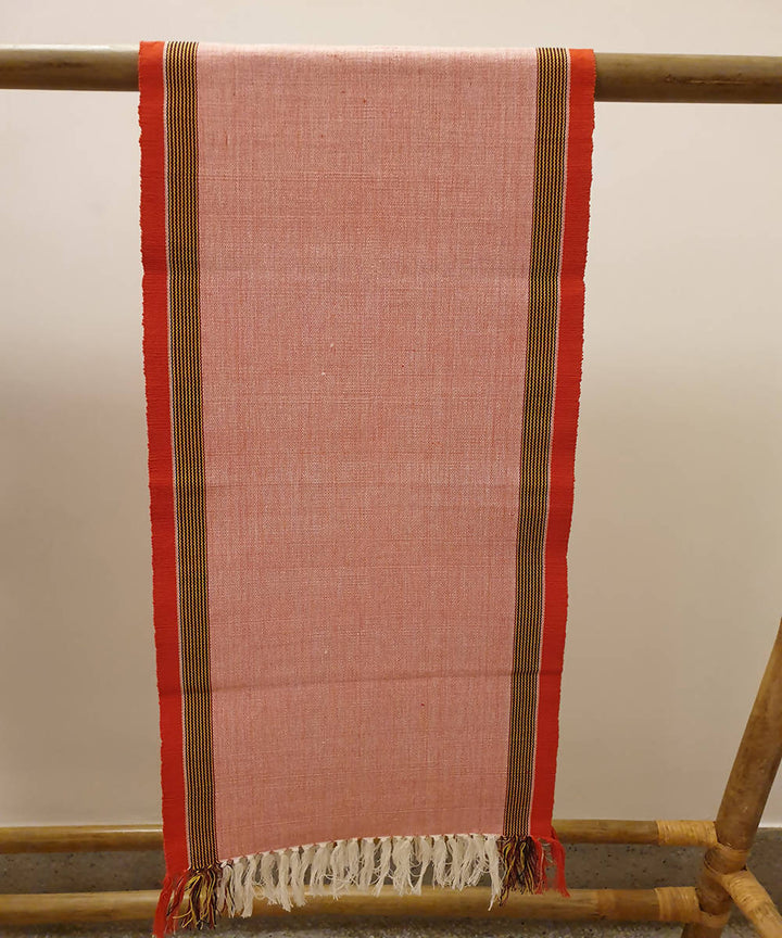 White pink handloom cotton table runner