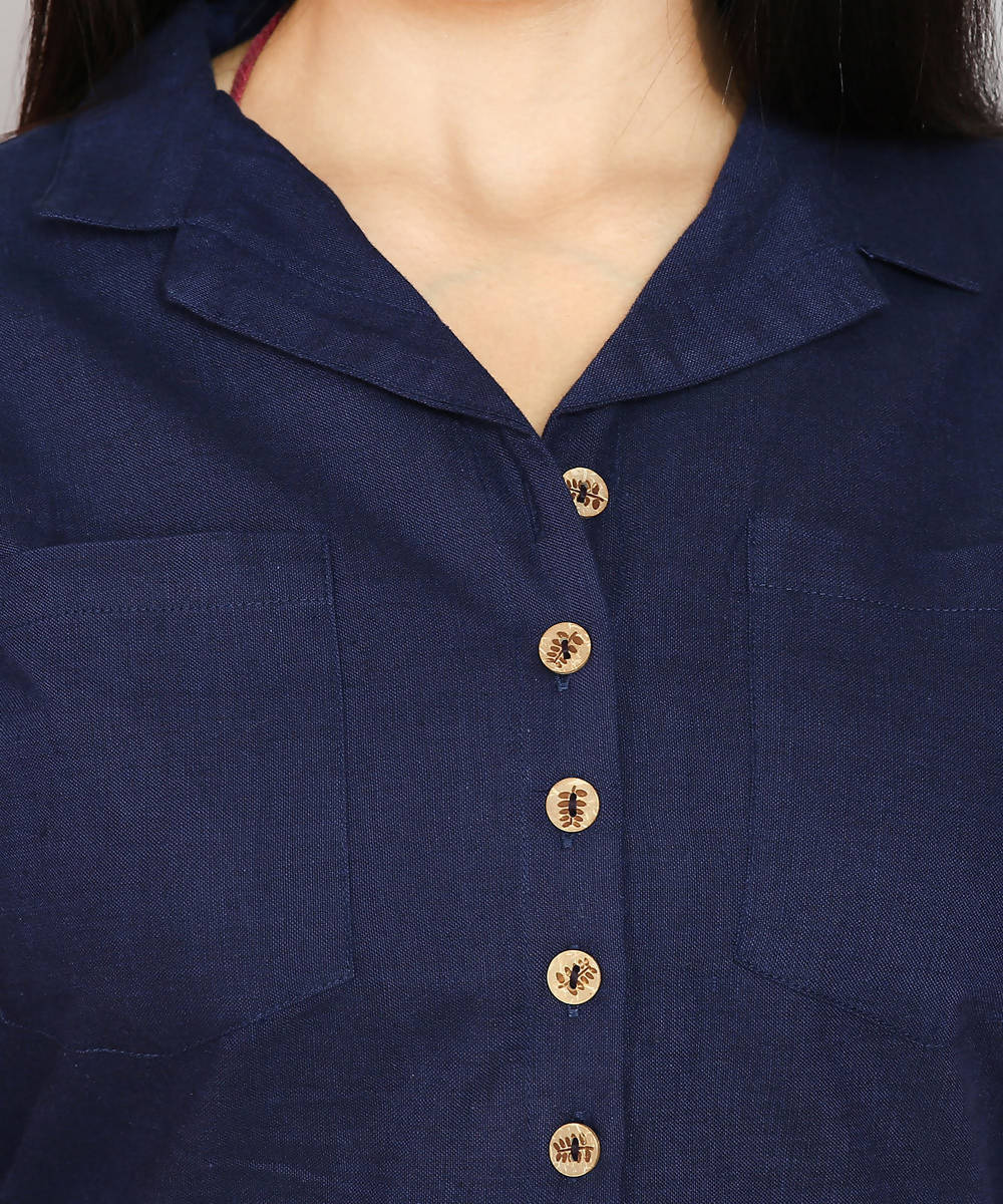 Kiara crafts Navy blue cotton tunic with light pink pant