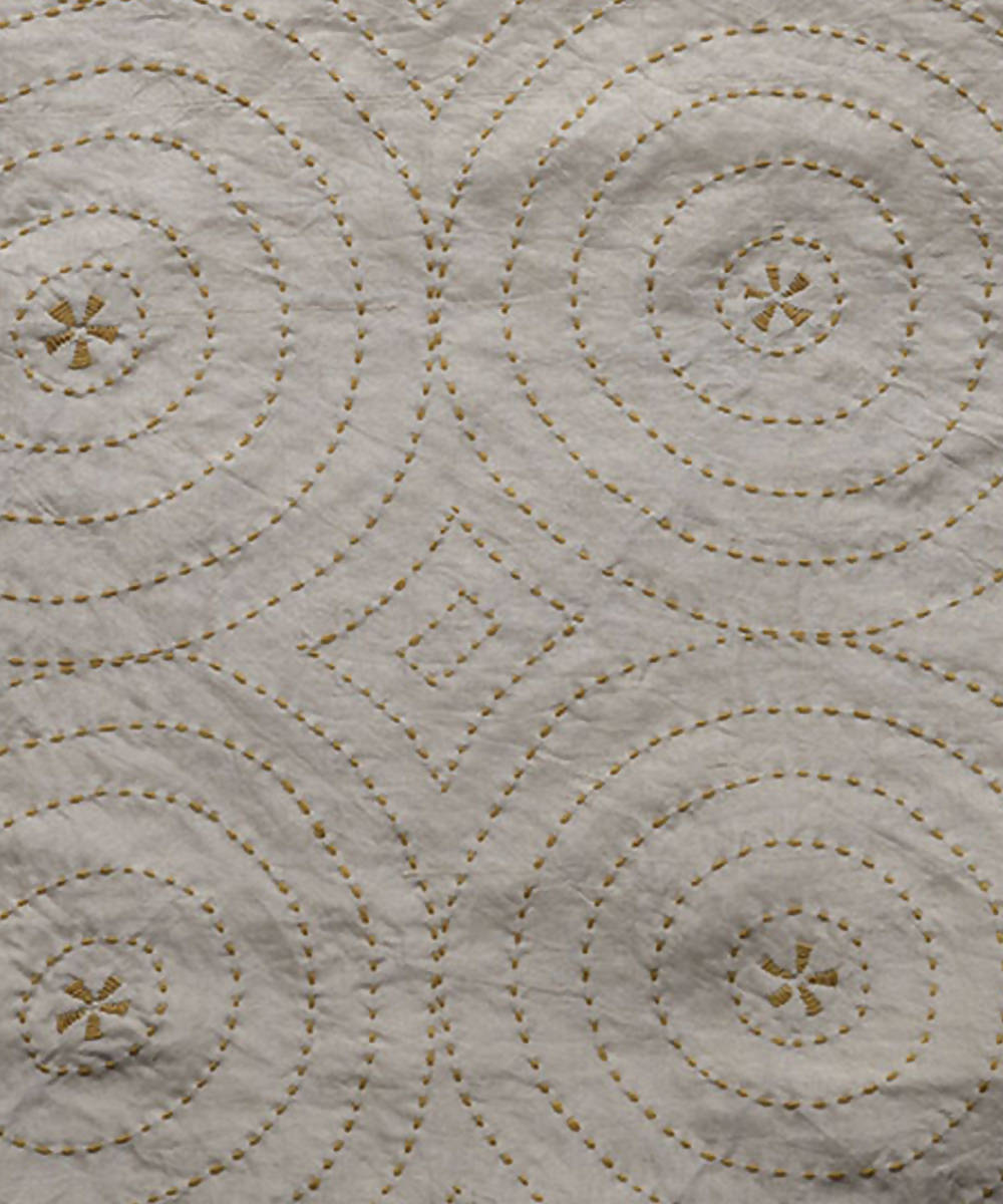 Beige black hand embroidery reversible silk stole