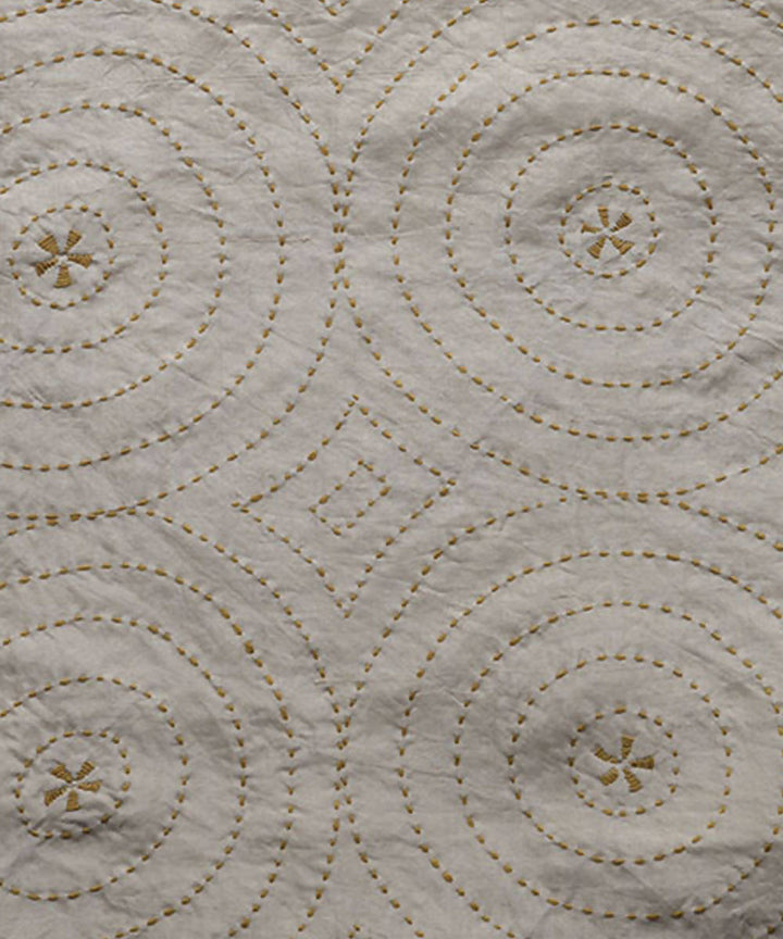 Beige black hand embroidery reversible silk stole